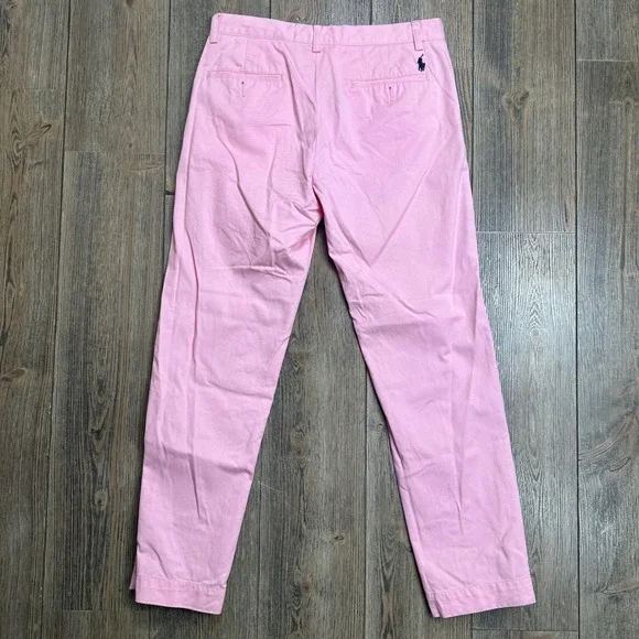 Polo Ralph Lauren Mens Chino Pants Pink Cotton Straight Leg 31x30 - Picture 9 of 10